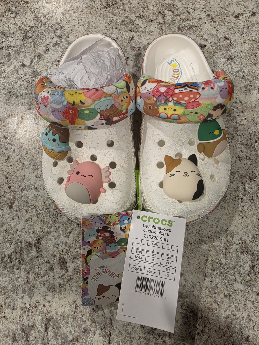 CROCS Kids Classic Clog - White with Multicolor Squishmallows